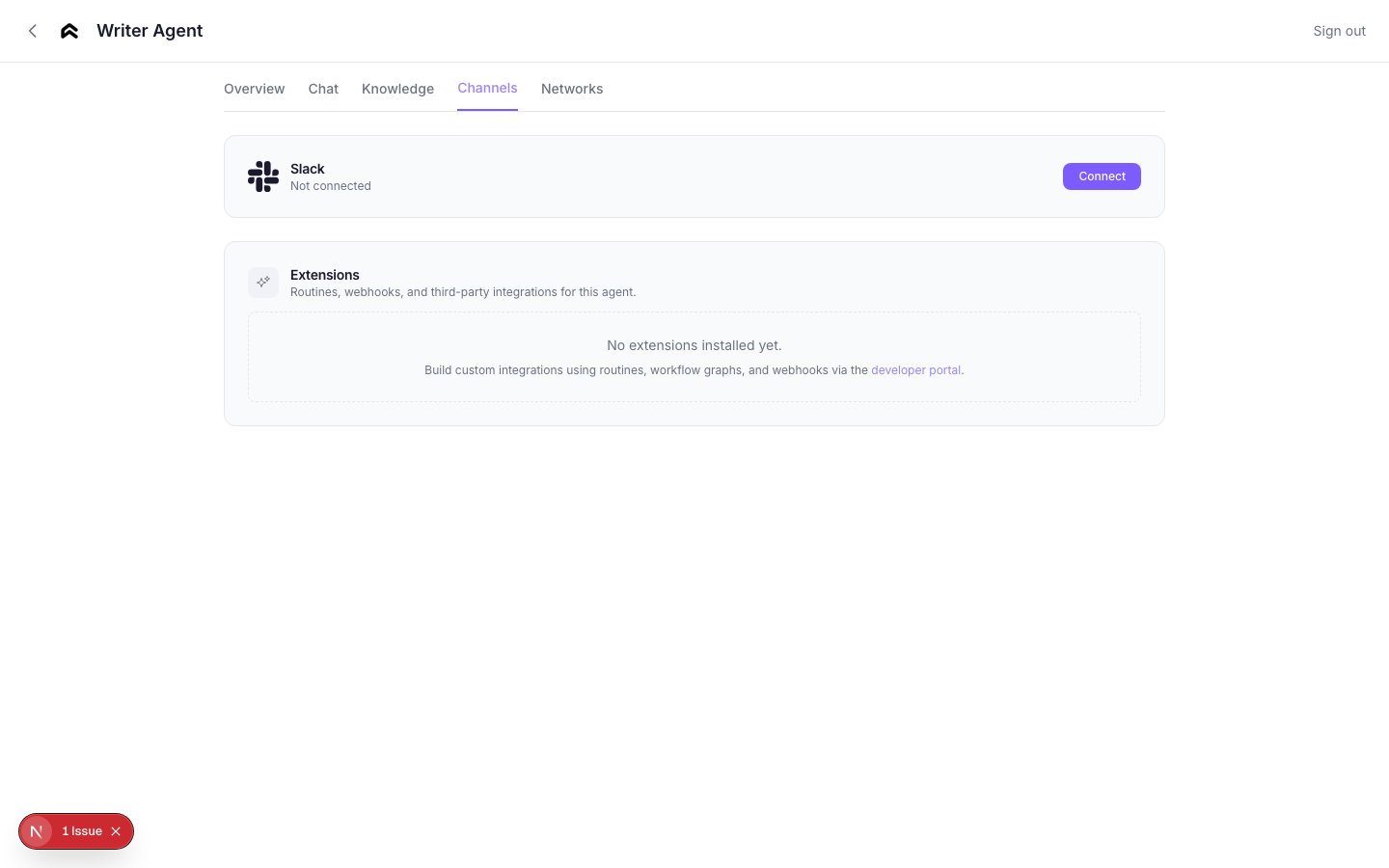 Agent detail — Channels