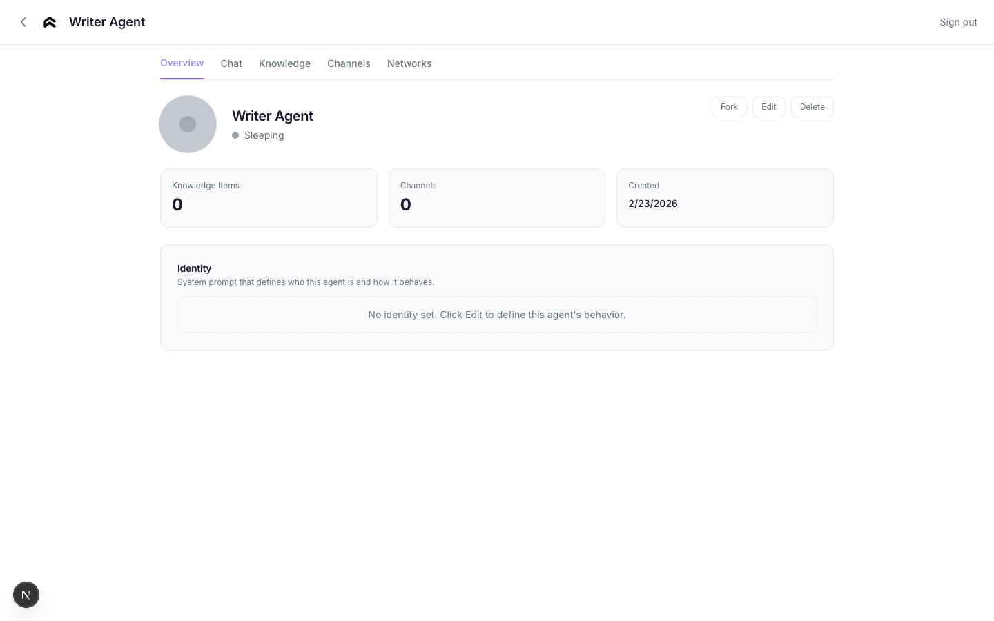 Agent detail — Overview